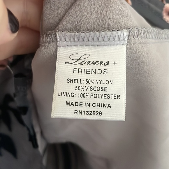 Lovers + Friends Pink Blossom Lukas Plush Velvet Gray Floral V-Neck Mini Dress - Picture 3 of 8